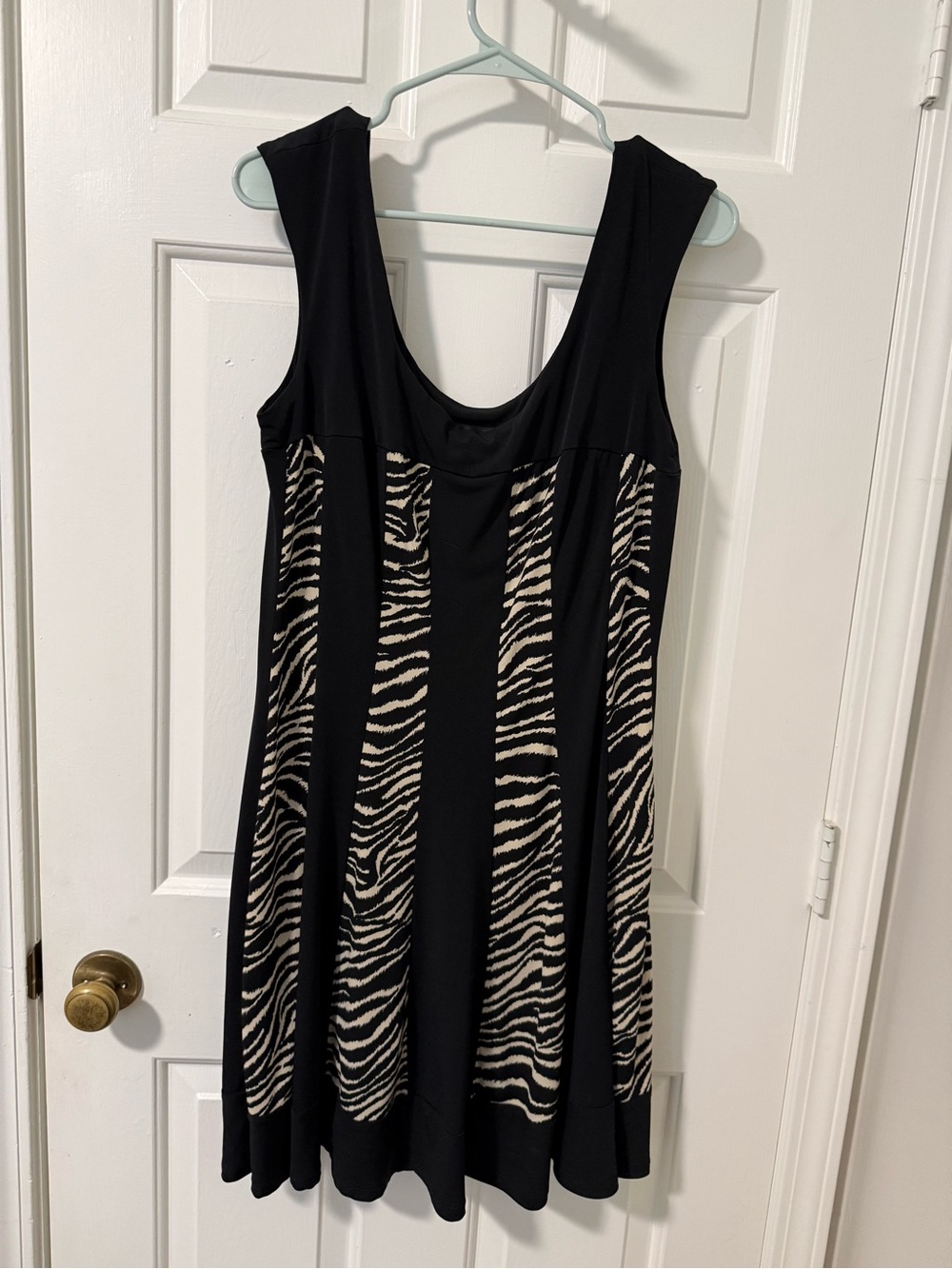 connected apparel Black Dress with Zebra Print Panels